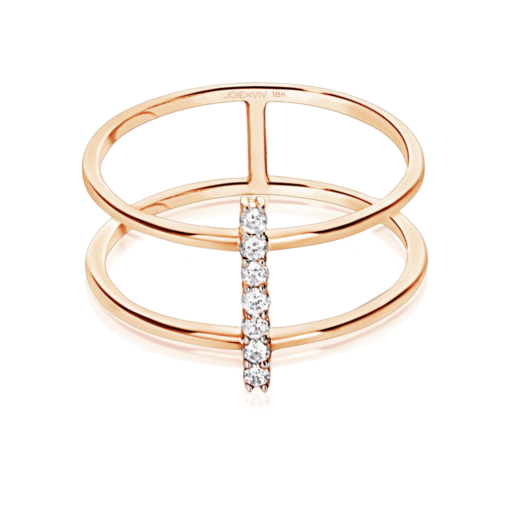 R62818 Olivia Double Band Ring with Diamond Link YG