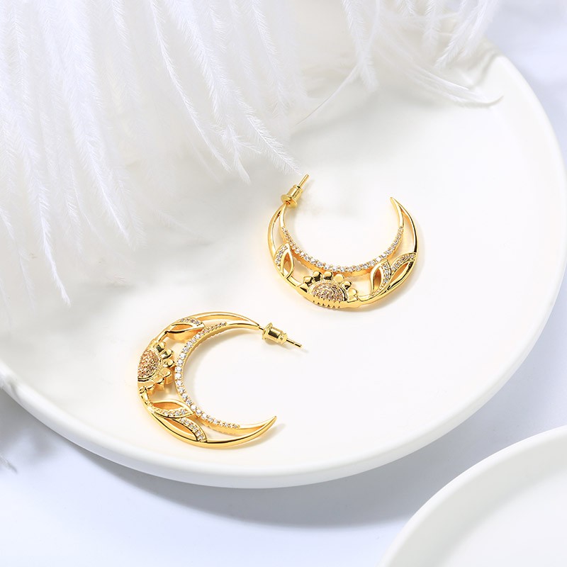 14K Gold-Plated Moon Sunflower Hoop Earrings by VANCARO are a holiday gift
